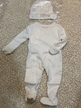 Cream Footed One-Piece with Gold Dot Print -